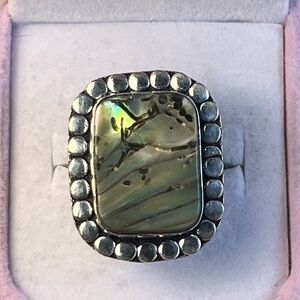BIG 1.25 Inch Abalone Sterling Silver Size 8.75 Ring